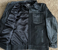 Black Leather and Black Denim Hybrid Jacket