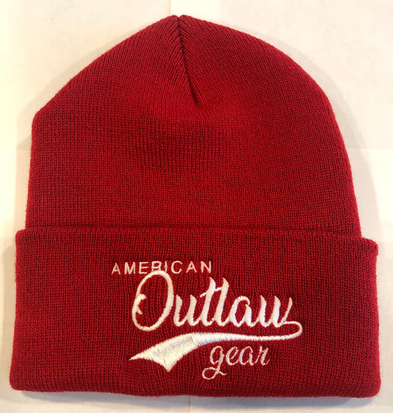 American Outlaw Beanie Red & White