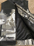 Urban Camo Black Leather Hybrid Riding Vest