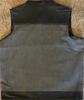 Grey with Black Leather Hybrid Vest