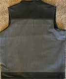 Grey with Black Leather Hybrid Vest