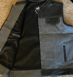 Grey with Black Leather Hybrid Vest