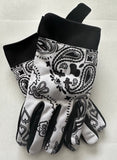 White with Black Bandana Riding Gloves