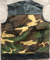 Camo and Leather Hybrid Riding Vest