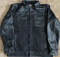 Black Leather and Black Denim Hybrid Jacket