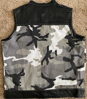 Urban Camo Black Leather Hybrid Riding Vest