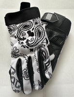 White with Black Bandana Riding Gloves