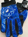 Blue & White Bandanna Print Riding Gloves