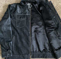 Black Leather and Black Denim Hybrid Jacket