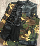 Camo and Leather Hybrid Riding Vest
